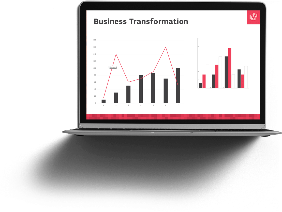 Business transformation dashboard on a laptop